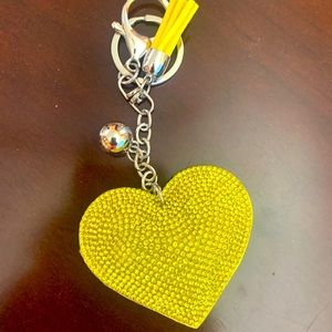 Yellow rhinestone keychain new.